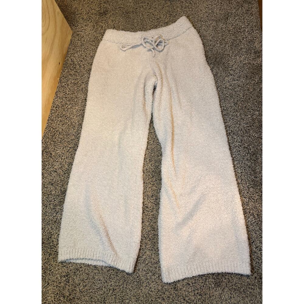 Olivia Sky Women’s Large Cream Fuzzy Wide Leg Lounge Pants